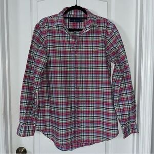 Ralph Lauren Men's Red and Blue Plaid Shirt